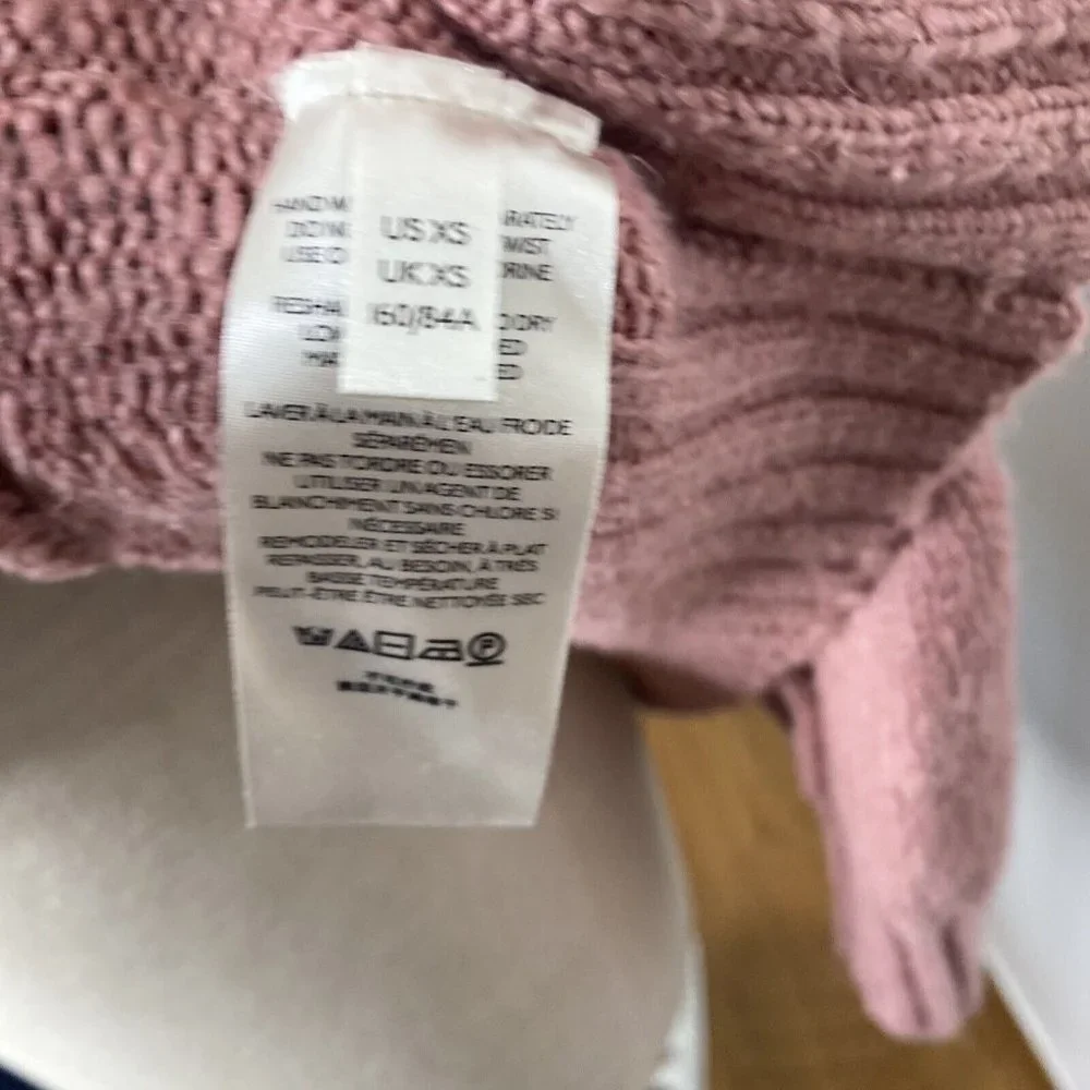 Free People Womens Oversized Sweater Pink Mauve V Neck Sz XS Soft